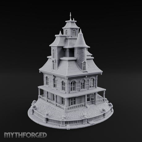 Skull-Gated Spire-Topped Victorian Manor Miniature for Dungeons and Dragons, Pathfinder or other TTRPGs