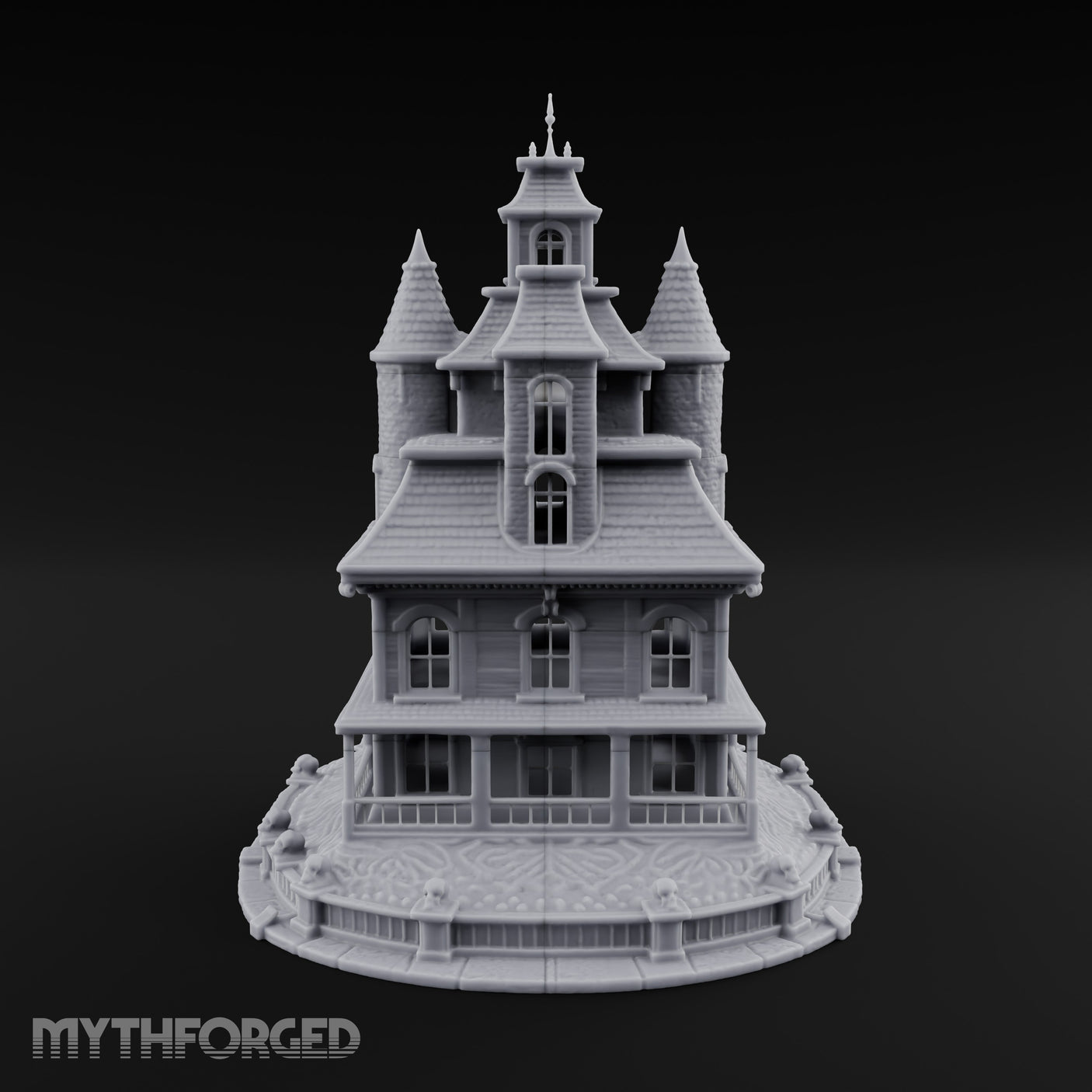Skull-Gated Spire-Topped Victorian Manor Miniature for Dungeons and Dragons, Pathfinder or other TTRPGs