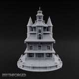 Skull-Gated Spire-Topped Victorian Manor Miniature for Dungeons and Dragons, Pathfinder or other TTRPGs