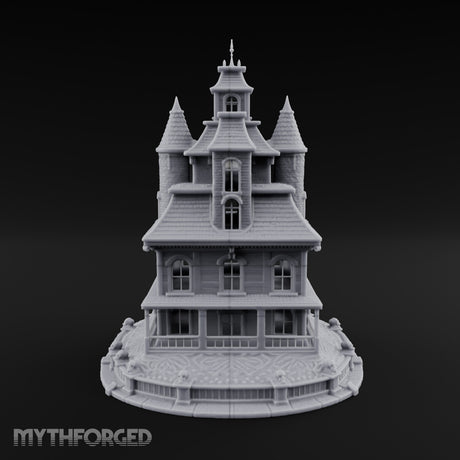 Skull-Gated Spire-Topped Victorian Manor Miniature for Dungeons and Dragons, Pathfinder or other TTRPGs
