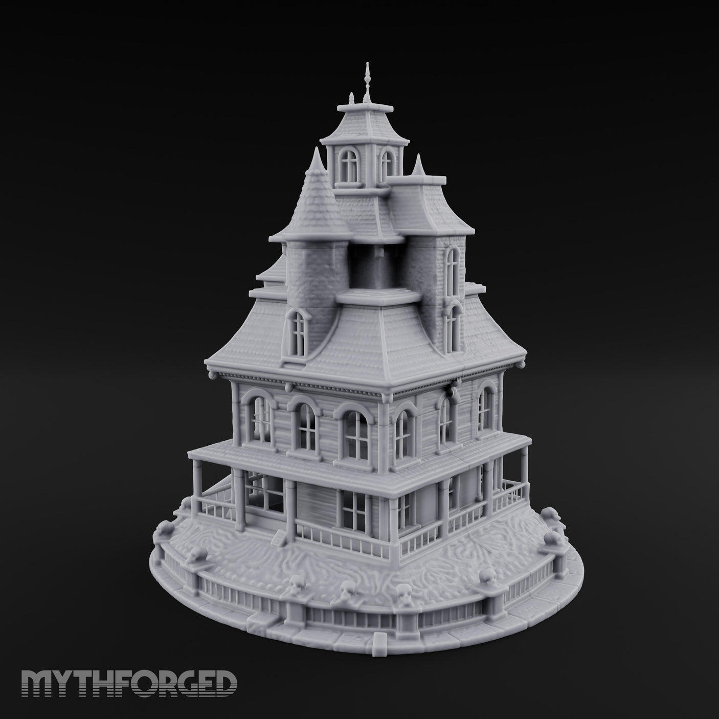 Skull-Gated Spire-Topped Victorian Manor Miniature for Dungeons and Dragons, Pathfinder or other TTRPGs