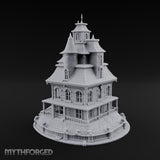 Skull-Gated Spire-Topped Victorian Manor Miniature for Dungeons and Dragons, Pathfinder or other TTRPGs