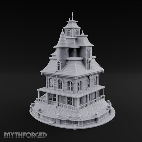 Skull-Gated Spire-Topped Victorian Manor Miniature for Dungeons and Dragons, Pathfinder or other TTRPGs