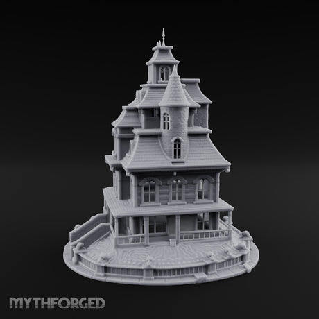 Skull-Gated Spire-Topped Victorian Manor Miniature for Dungeons and Dragons, Pathfinder or other TTRPGs