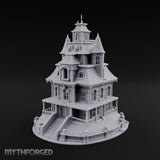 Skull-Gated Spire-Topped Victorian Manor Miniature for Dungeons and Dragons, Pathfinder or other TTRPGs