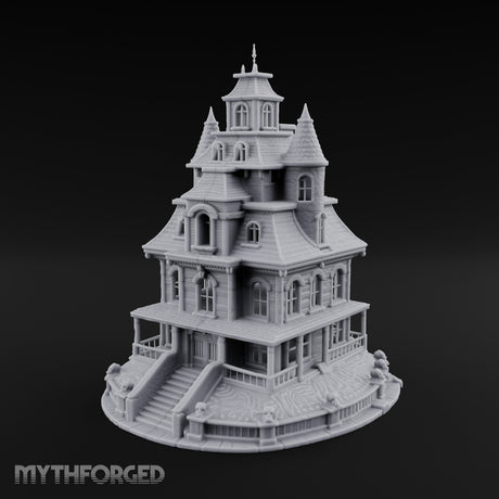 Skull-Gated Spire-Topped Victorian Manor Miniature for Dungeons and Dragons, Pathfinder or other TTRPGs