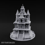 Skull-Gated Spire-Topped Victorian Manor Miniature for Dungeons and Dragons, Pathfinder or other TTRPGs