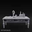 Skull-Laden Candle-Dripped Pirate Scholar's Desk Miniature for Dungeons and Dragons, Pathfinder or other TTRPGs