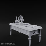 Skull-Laden Candle-Dripped Pirate Scholar's Desk Miniature for Dungeons and Dragons, Pathfinder or other TTRPGs