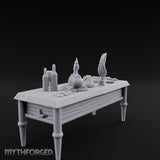 Skull-Laden Candle-Dripped Pirate Scholar's Desk Miniature for Dungeons and Dragons, Pathfinder or other TTRPGs