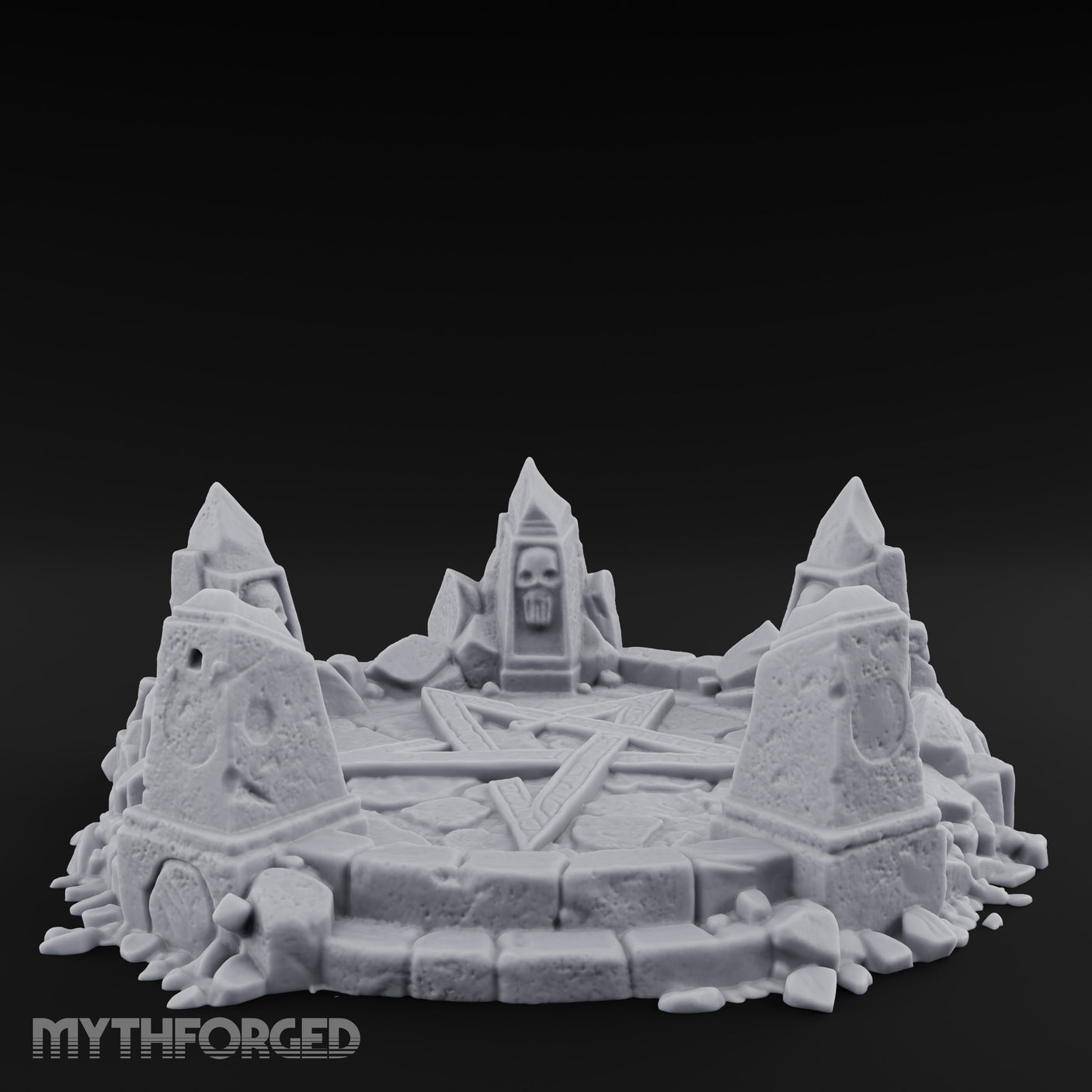 Skull-Marked Shard-Ringed Dark Ritual Summoning Circle Miniature for Dungeons and Dragons, Pathfinder or other TTRPGs
