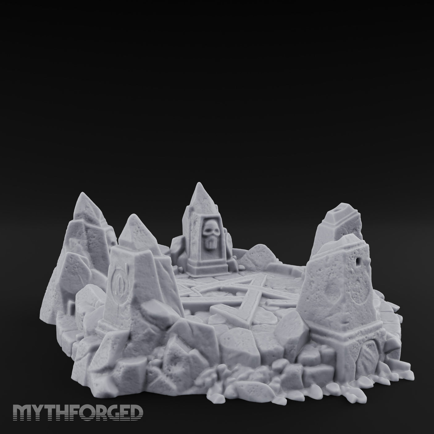 Skull-Marked Shard-Ringed Dark Ritual Summoning Circle Miniature for Dungeons and Dragons, Pathfinder or other TTRPGs