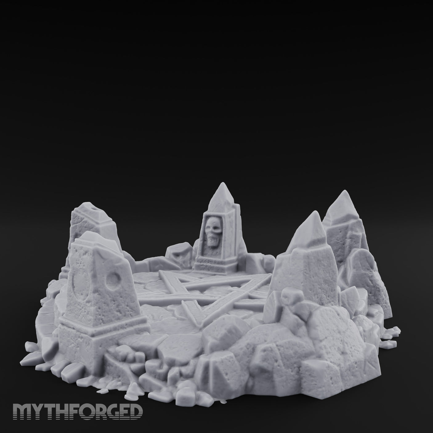 Skull-Marked Shard-Ringed Dark Ritual Summoning Circle Miniature for Dungeons and Dragons, Pathfinder or other TTRPGs