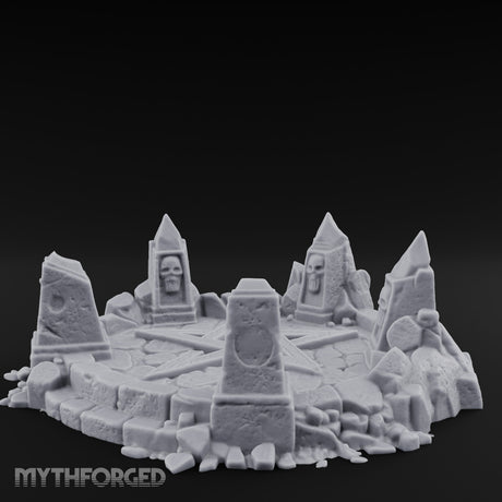 Skull-Marked Shard-Ringed Dark Ritual Summoning Circle Miniature for Dungeons and Dragons, Pathfinder or other TTRPGs