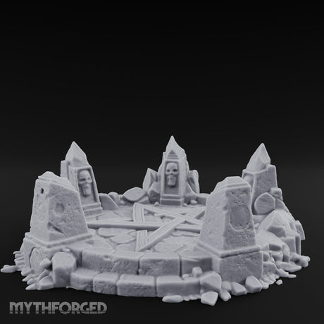 Skull-Marked Shard-Ringed Dark Ritual Summoning Circle Miniature for Dungeons and Dragons, Pathfinder or other TTRPGs