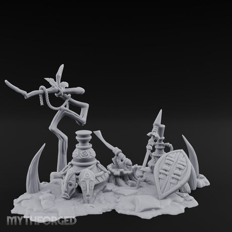 Skull-Masked Spear-Stabbed Tribal Battle Spoils Scene Miniature for Dungeons and Dragons, Pathfinder or other TTRPGs
