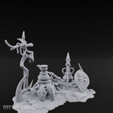 Skull-Masked Spear-Stabbed Tribal Battle Spoils Scene Miniature for Dungeons and Dragons, Pathfinder or other TTRPGs