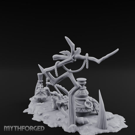 Skull-Masked Spear-Stabbed Tribal Battle Spoils Scene Miniature for Dungeons and Dragons, Pathfinder or other TTRPGs