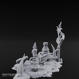 Skull-Masked Spear-Stabbed Tribal Battle Spoils Scene Miniature for Dungeons and Dragons, Pathfinder or other TTRPGs