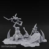 Skull-Masked Spear-Stabbed Tribal Battle Spoils Scene Miniature for Dungeons and Dragons, Pathfinder or other TTRPGs