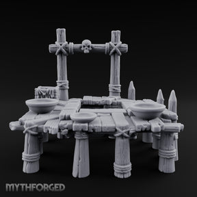 Skull-Mounted Rope-Lashed Tribal Offering Pit Altar Miniature for Dungeons and Dragons, Pathfinder or other TTRPGs