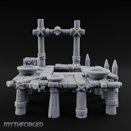 Skull-Mounted Rope-Lashed Tribal Offering Pit Altar Miniature for Dungeons and Dragons, Pathfinder or other TTRPGs