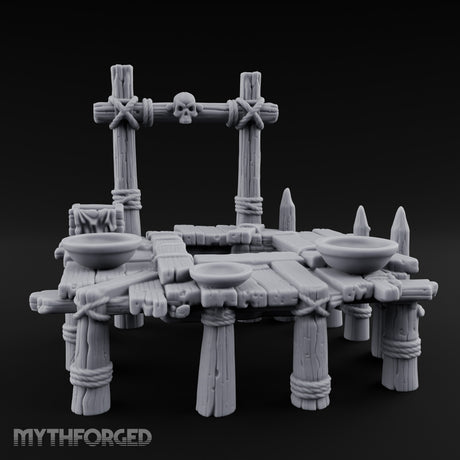 Skull-Mounted Rope-Lashed Tribal Offering Pit Altar Miniature for Dungeons and Dragons, Pathfinder or other TTRPGs