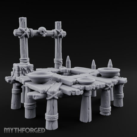 Skull-Mounted Rope-Lashed Tribal Offering Pit Altar Miniature for Dungeons and Dragons, Pathfinder or other TTRPGs