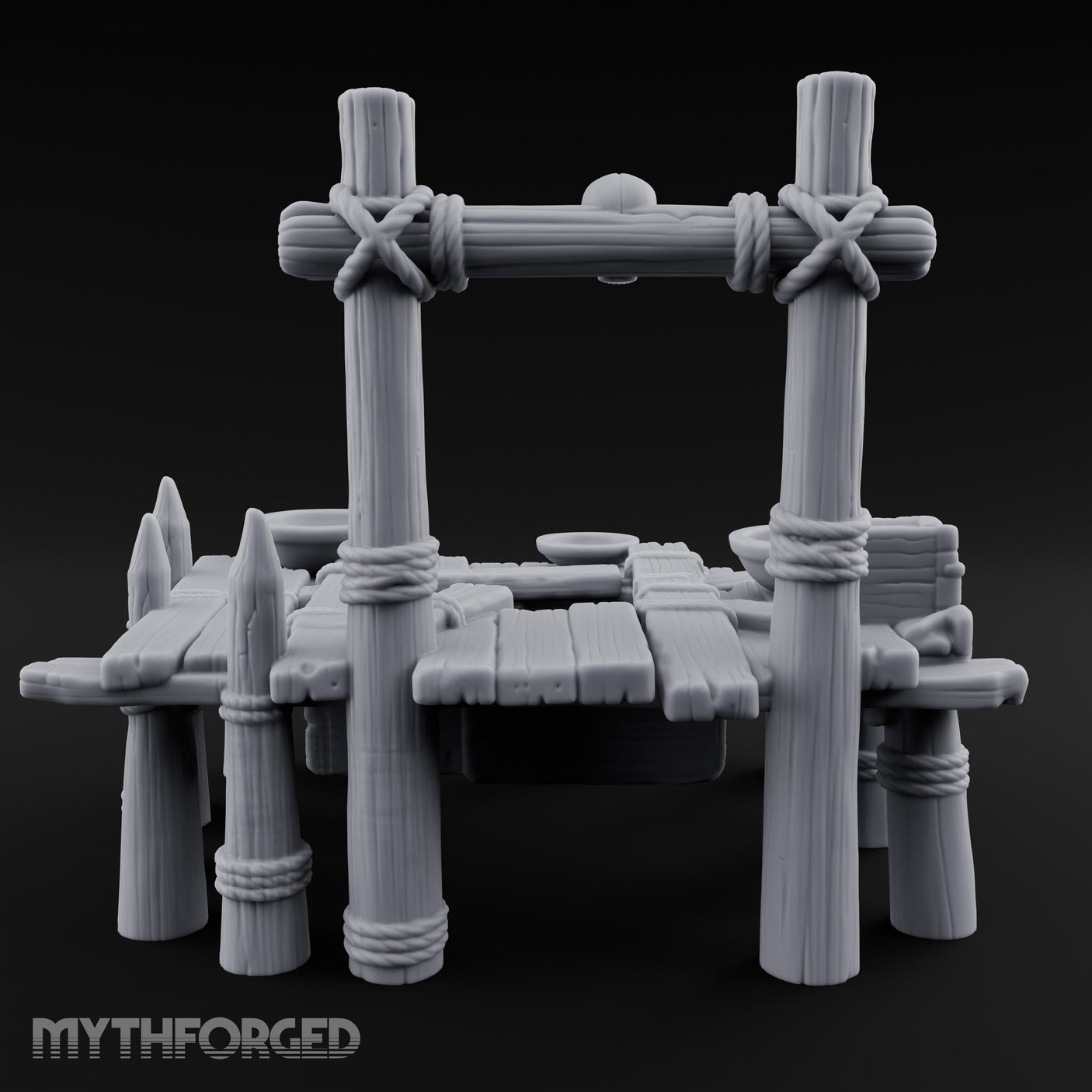 Skull-Mounted Rope-Lashed Tribal Offering Pit Altar Miniature for Dungeons and Dragons, Pathfinder or other TTRPGs
