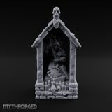 Skull-Pinnacled Candle-Strewn Death Deity Wayside Shrine Miniature for Dungeons and Dragons, Pathfinder or other TTRPGs