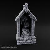 Skull-Pinnacled Candle-Strewn Death Deity Wayside Shrine Miniature for Dungeons and Dragons, Pathfinder or other TTRPGs