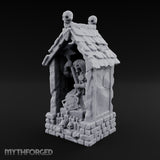 Skull-Pinnacled Candle-Strewn Death Deity Wayside Shrine Miniature for Dungeons and Dragons, Pathfinder or other TTRPGs