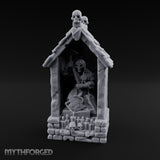 Skull-Pinnacled Candle-Strewn Death Deity Wayside Shrine Miniature for Dungeons and Dragons, Pathfinder or other TTRPGs