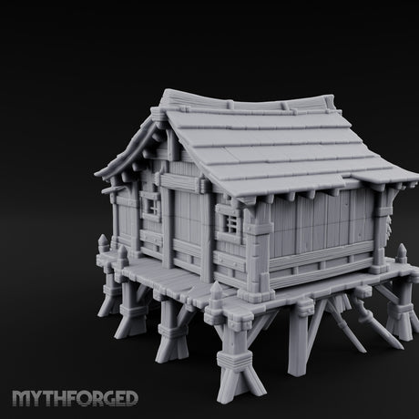 Skull-Posted Fetish-Hung Swamp Witch Hut Miniature for Dungeons and Dragons, Pathfinder or other TTRPGs