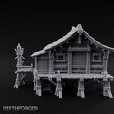 Skull-Posted Fetish-Hung Swamp Witch Hut Miniature for Dungeons and Dragons, Pathfinder or other TTRPGs