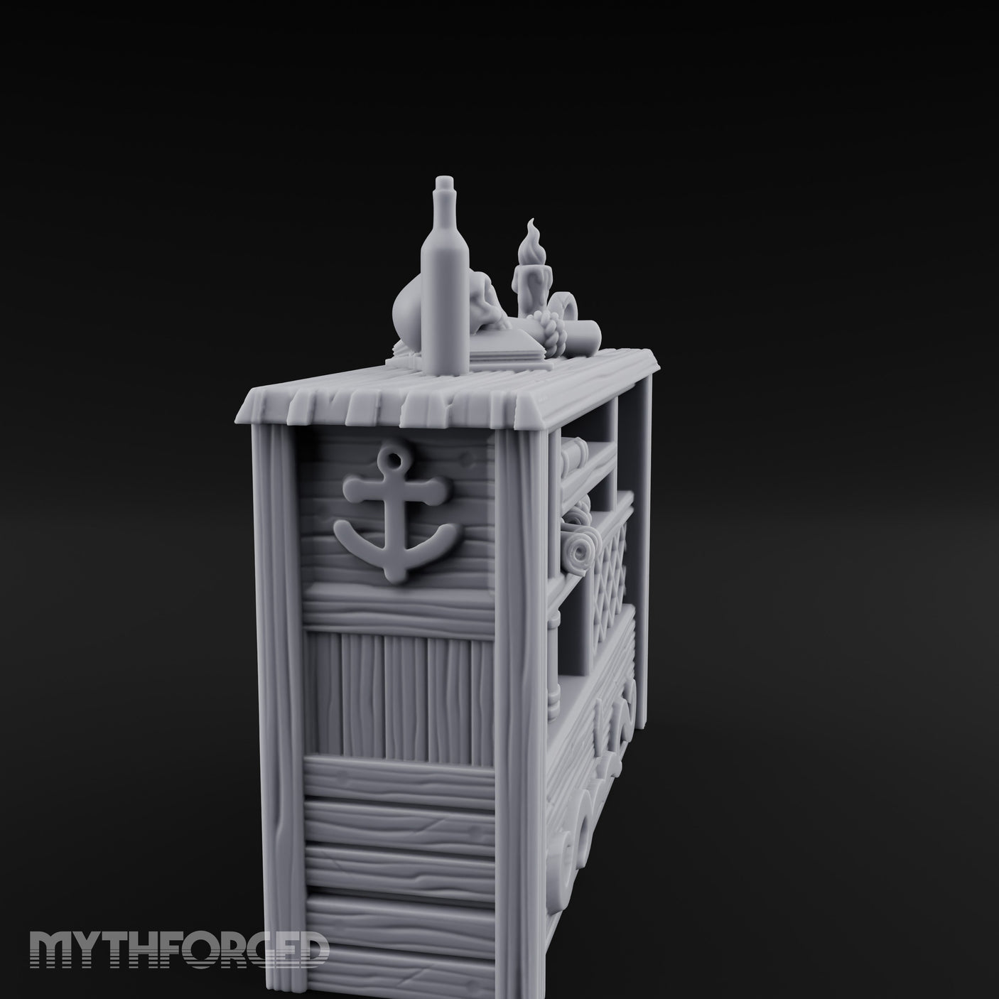 Skull-Rested Scroll-Cluttered Pirate Scholar's Bookcase gallery 3