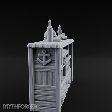 Skull-Rested Scroll-Cluttered Pirate Scholar's Bookcase Miniature for Dungeons and Dragons, Pathfinder or other TTRPGs
