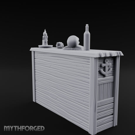 Skull-Rested Scroll-Cluttered Pirate Scholar's Bookcase Miniature for Dungeons and Dragons, Pathfinder or other TTRPGs