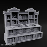 Skull-Shelved Drawer-Banked Scholar's Grand Library Cabinet Miniature for Dungeons and Dragons, Pathfinder or other TTRPGs