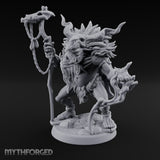 Skull Staff Raising Pig Orc Shaman Miniature for Dungeons and Dragons, Pathfinder or other TTRPGs