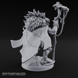 Skull Staff Raising Pig Orc Shaman Miniature for Dungeons and Dragons, Pathfinder or other TTRPGs