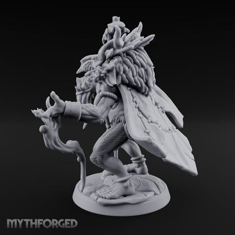 Skull Staff Raising Pig Orc Shaman Miniature for Dungeons and Dragons, Pathfinder or other TTRPGs