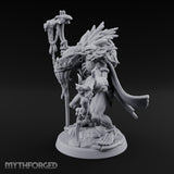 Skull Staff Raising Pig Orc Shaman Miniature for Dungeons and Dragons, Pathfinder or other TTRPGs
