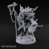 Skull Staff Raising Pig Orc Shaman Miniature for Dungeons and Dragons, Pathfinder or other TTRPGs