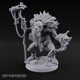 Skull Staff Raising Pig Orc Shaman Miniature for Dungeons and Dragons, Pathfinder or other TTRPGs