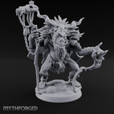 Skull Staff Raising Pig Orc Shaman Miniature for Dungeons and Dragons, Pathfinder or other TTRPGs