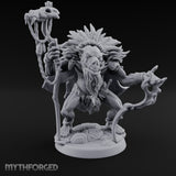 Skull Staff Raising Pig Orc Shaman Miniature for Dungeons and Dragons, Pathfinder or other TTRPGs