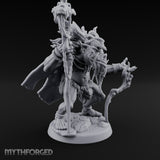 Skull Staff Raising Pig Orc Shaman Miniature for Dungeons and Dragons, Pathfinder or other TTRPGs