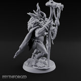 Skull Staff Raising Pig Orc Shaman Miniature for Dungeons and Dragons, Pathfinder or other TTRPGs