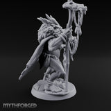 Skull Staff Raising Pig Orc Shaman Miniature for Dungeons and Dragons, Pathfinder or other TTRPGs
